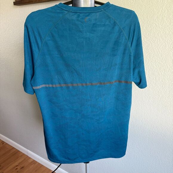 ZYIA Active Teal Blue Camo Print Short Sleeve T-Shirt Mens Mesh Athletic Size XL - Picture 2 of 5